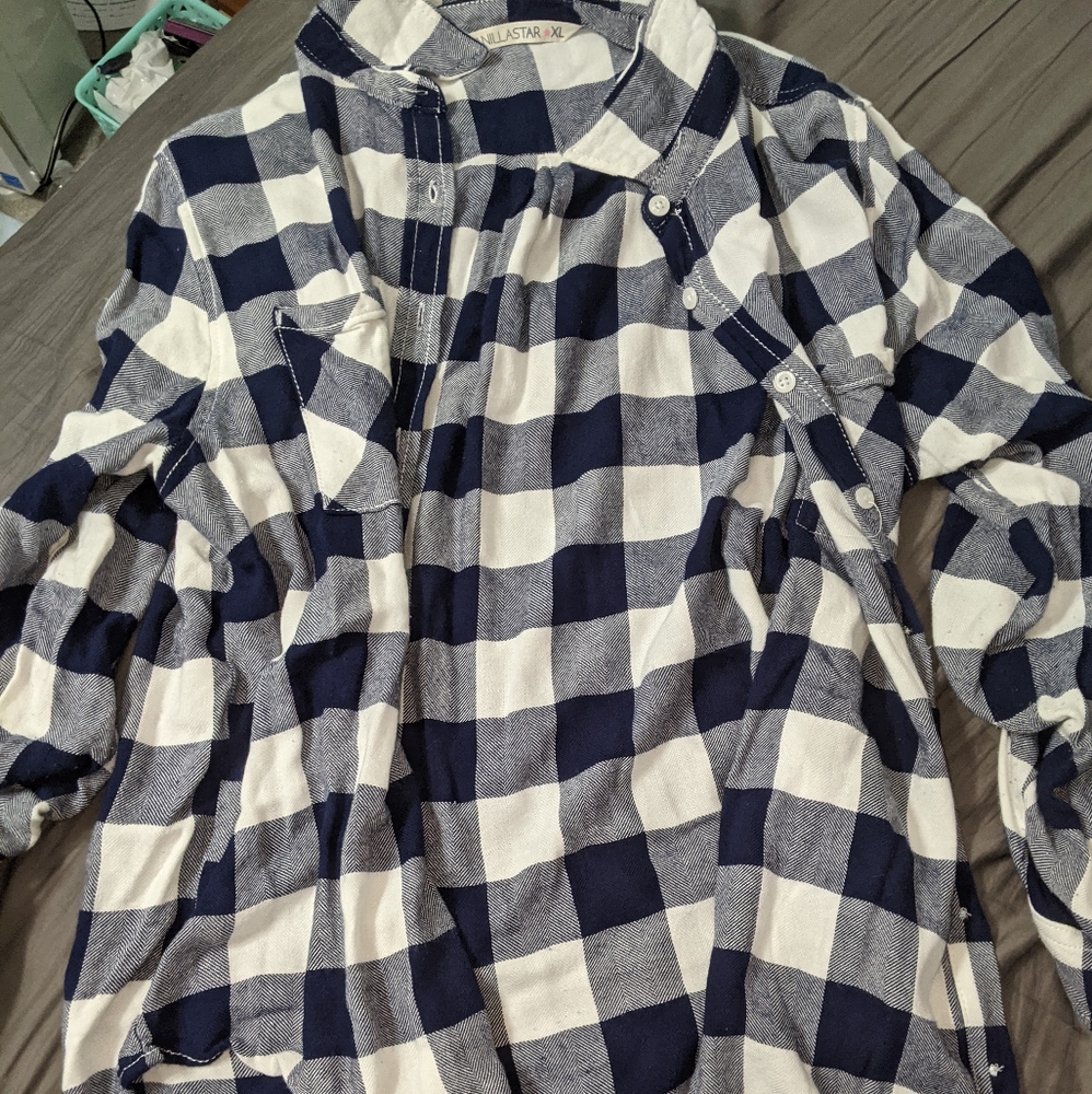 Blue and white flannel